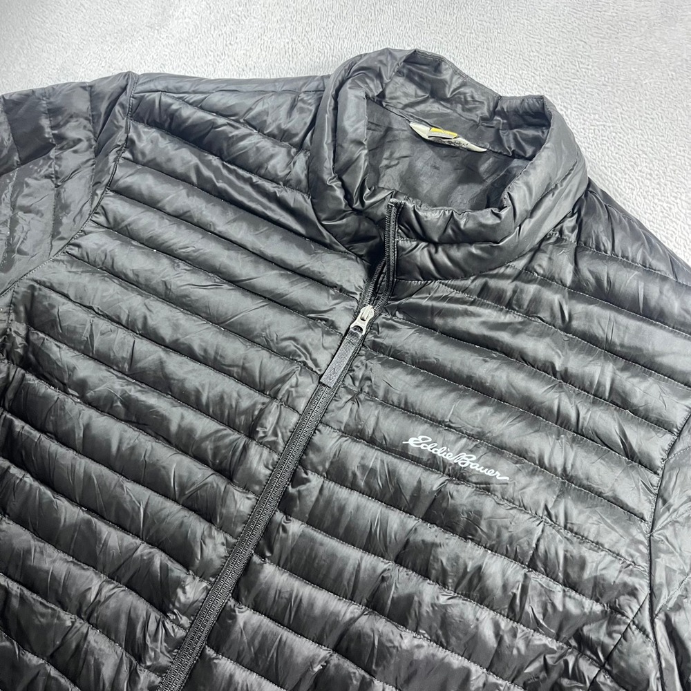 Eddie Bauer EB700 Mens XXL Black Down Puffer Jacket Full Zip Lightweight Warm
